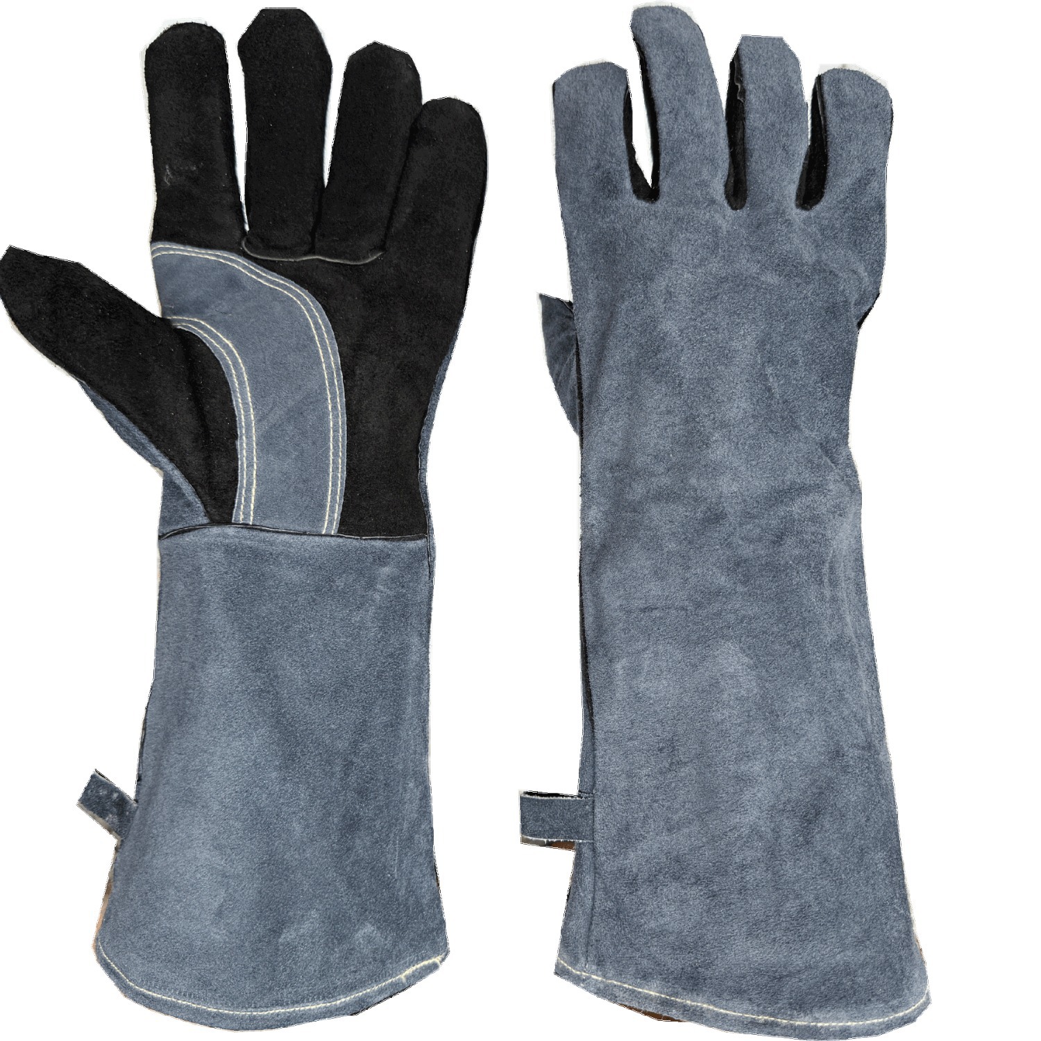 in stock wholesale 40cm cowhide long electric welding gloves double heat insulation high temperature resistant anti-splash cut welder gloves