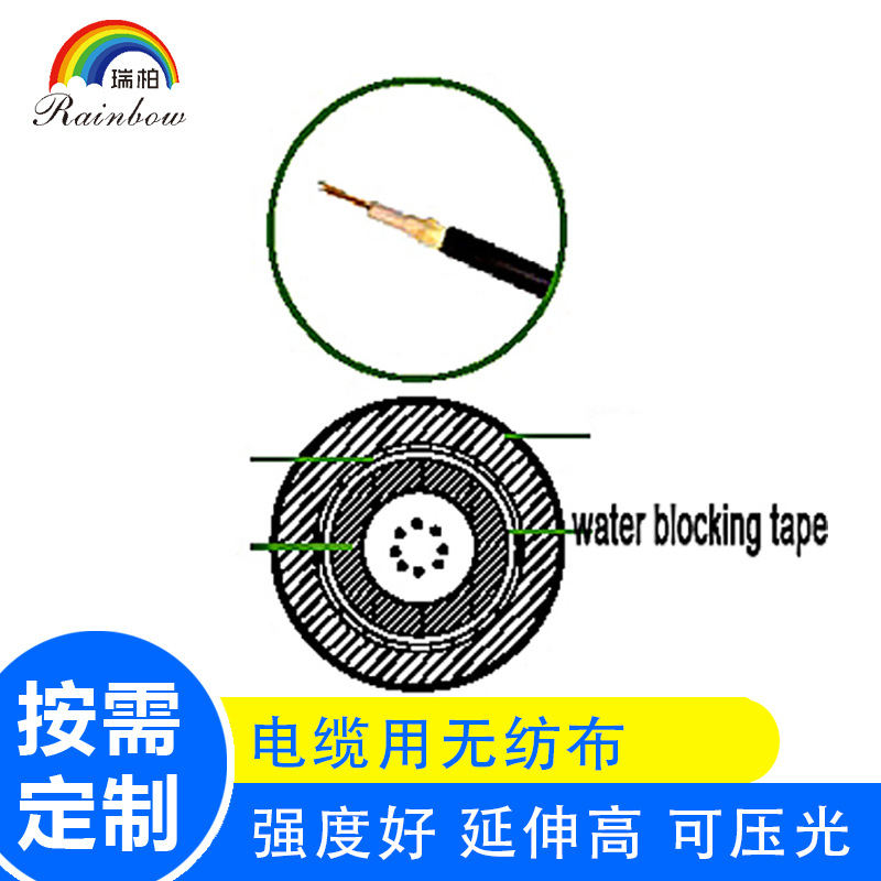 厂家供应批发电缆包布高温耐寒阻水带电线电缆缠绕无纺布