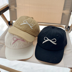 Ins Korean version children's baseball cap summer girl's sun hat versatile fashion butterfly knot soft top duck bill hat