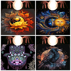 タロットテーブルクロスTarot Tablecloth布パッドタロット月相太陽花フランネルテーブルクロス