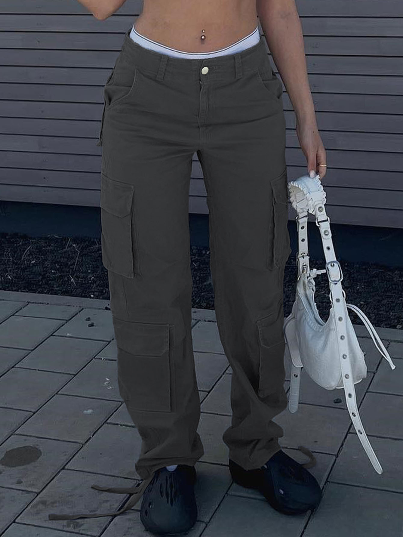 Vaqueros mujer tiro alto estilo workwear de pierna recta y ancha_voghion.com