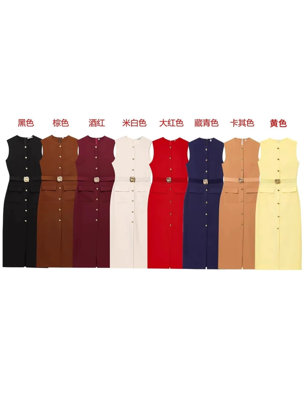 (Трансграничная торговля) весенний ремень без рукавов платье с круглым воротником европейский стиль
