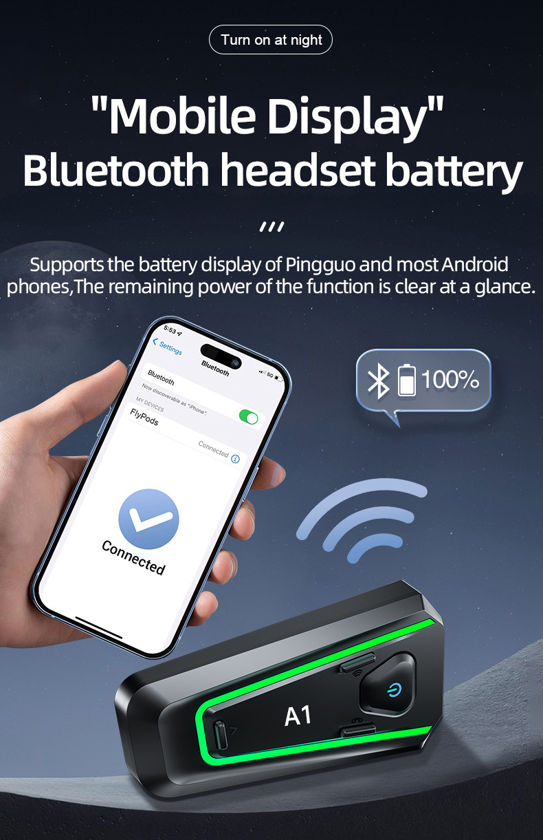 Cool Lighting Motorcycle Helmet Bluetooth Headset Full-Face Half-Face Three-Quarter Helmet Riding Intercom Helmet Headset