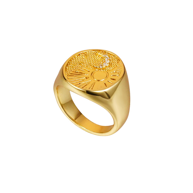 french-brass-gold-plated-design-sense-simple-temperament-ring-sun-god-moon-atmosphere-ring french-brass-gold-plated-design-sense-simple-temperament-ring-sun-god-moon-atmosphere-ring