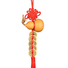 天然小葫蘆五帝錢門對門葫蘆門口吉祥結掛件銅錢龍頭手捻葫蘆