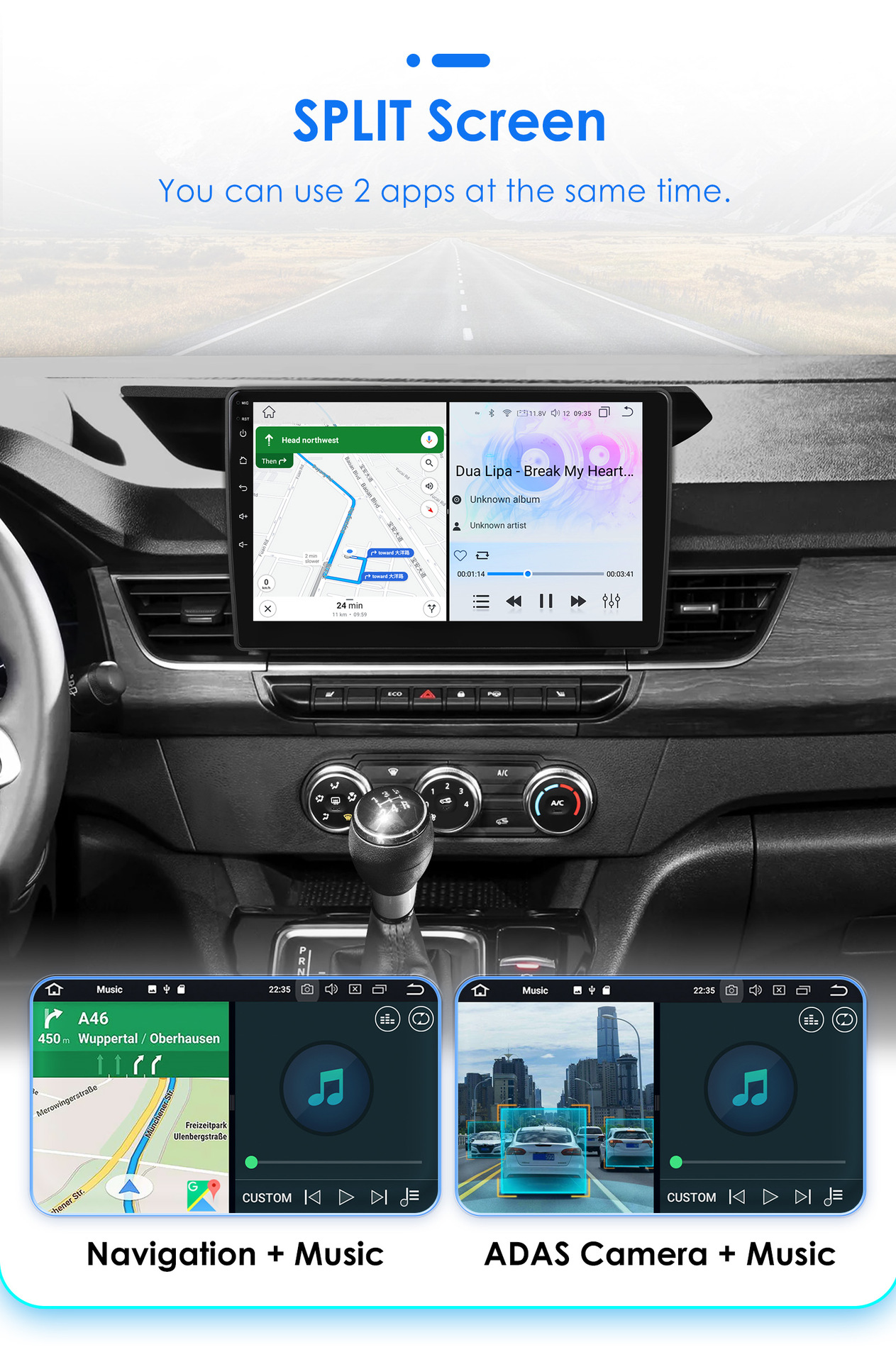 Suitable for 19-25 Renault Kangoo Android large screen navigation GPS reversing image car Bluetooth all-in-one machine