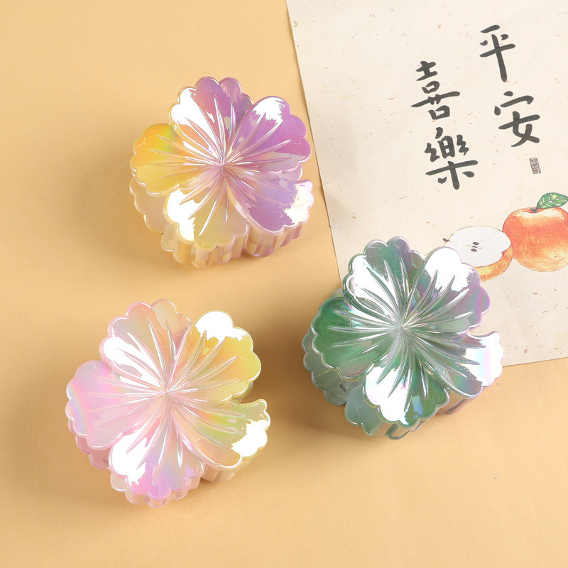 跨境新款AB彩色卷心菜抓夹欧美盘发鲨鱼夹高级感甜美花朵发夹发饰|undefined
