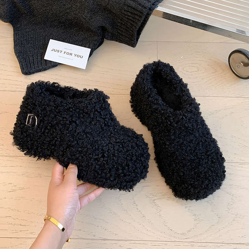 Dép bông Birkenstock đế trong siêu dày nữ, lót lông cừu ấm áp, mũi nhọn len cừu, form bao bọc — Lớp lót nhung đen, Lớp lót nhung màu nâu, Lớp lót đơn màu trắng nhạt, Màu đen một lớp