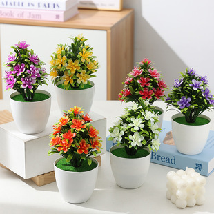 Ready-Made Artificial Flower Pots, Indoor Home Furnishings, Window Decorations, Plastic Fake Flowers, Cross-Border Hot-Selling Plum Blossom Potted Plants