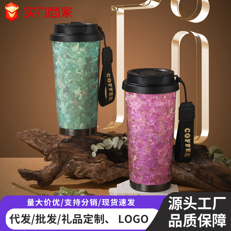 男性用ストロー付き純チタンコーヒー魔法瓶カップ、高級鮮度保持チタンカップ、高見え二層純チタンリンランコーヒーカップ|undefined