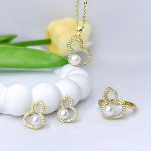 in stock Supply Good Luck Gourd 2024 New Natural Freshwater Pearl Ear Ring Pendant Simple All-match Daily Women