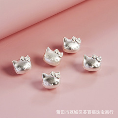 999 Sterling Silver Little Kedi Cat Pendant Bracelet Accessories DIY Jewelry Women's 3D Solid Silver KT Cat Charm Bracelet Accessories Wholesale