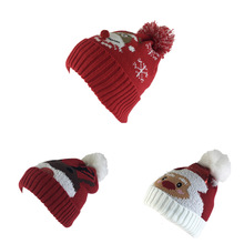聖誕老人針織帽子歐美風新年可愛紅色毛線帽秋冬天保暖麋鹿套頭帽