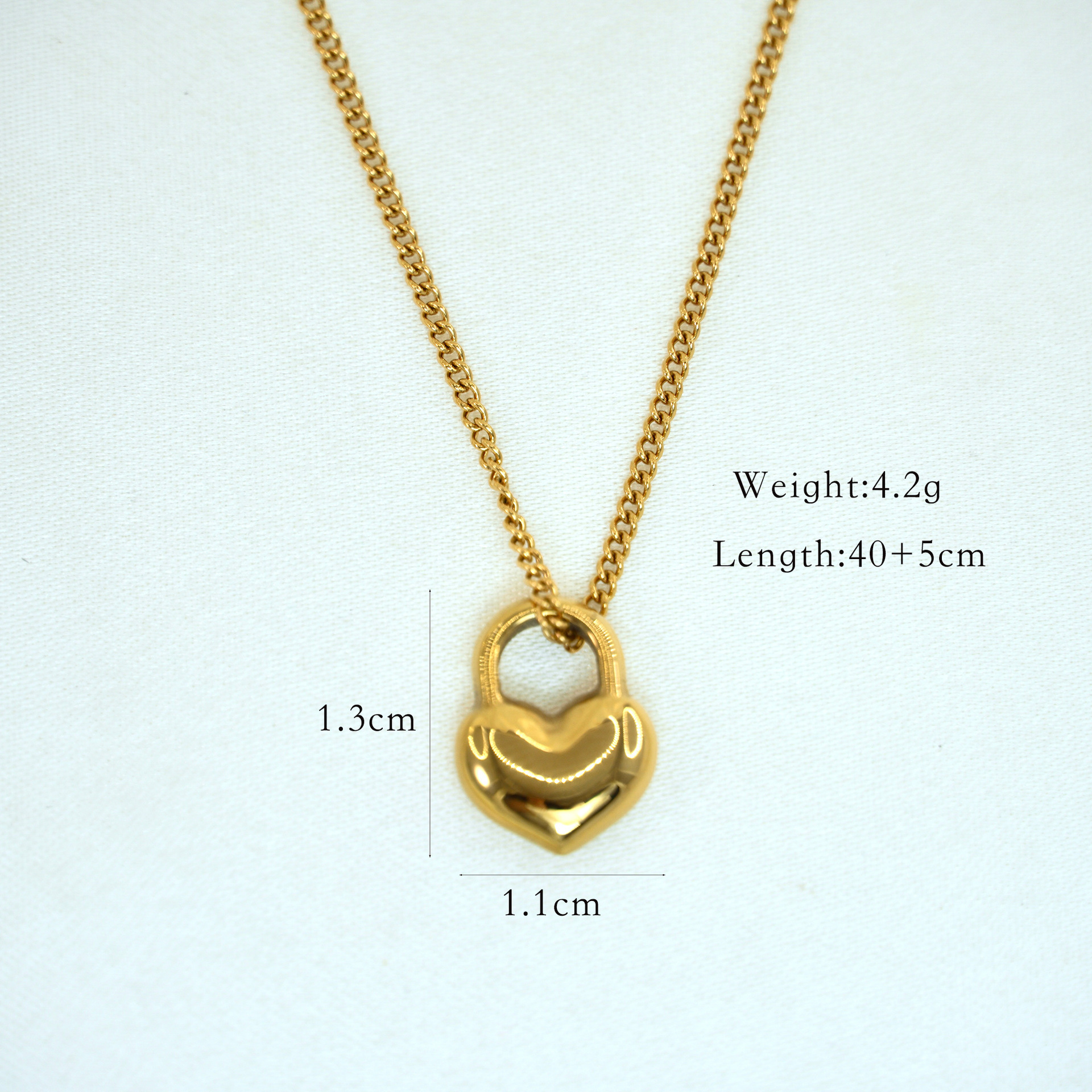 Titanium Steel Material Titanium Steel 14K Gold Plated Modern Style Simple Style Classic Style Plating Heart Shape Lock Pendant Necklace
