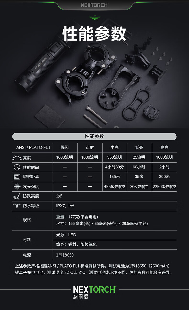NEXTORCH Naride P80 rechargeable flashlight outdoor mountaineering security self-defense equipment emergency rescue