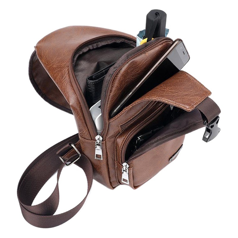 Haodier nuevo bolso de hombro de los hombres bolsa de carga ocasional deportes USB pecho bolsa de negocios al aire libre bolso crossbody lote