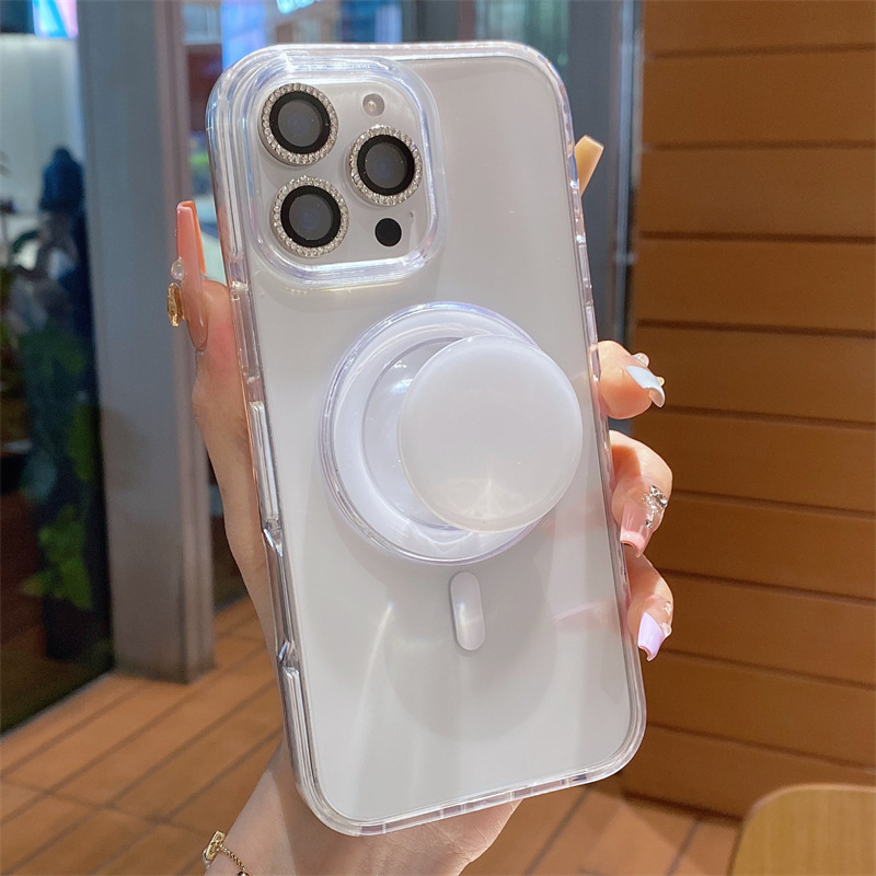 Funda de teléfono magnética transparente de color para Apple 16ProMax simple 15Pro pareja 14/13 nuevo 15PM