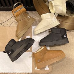 厚底雪地靴女2025秋冬新款防滑加绒加厚短筒软底休闲棉鞋增高女鞋