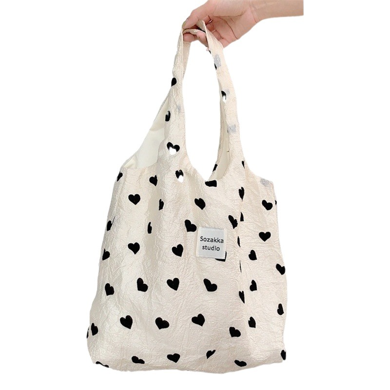 36252 nueva textura amor lienzo hombro chaleco bolsa de gran capacidad bolso cosmético bolsa estudiante axila bolsa