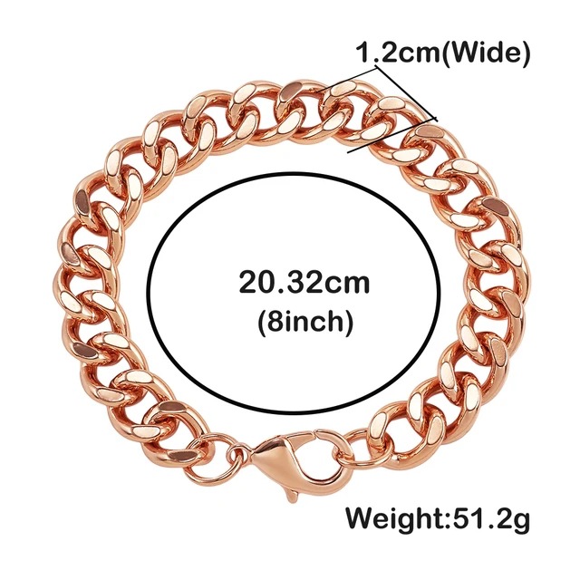 New Cross-border E-commerce Amazon Aliexpress European and American Men's Red Copper Cuban Bracelet Rose Gold Bracelet