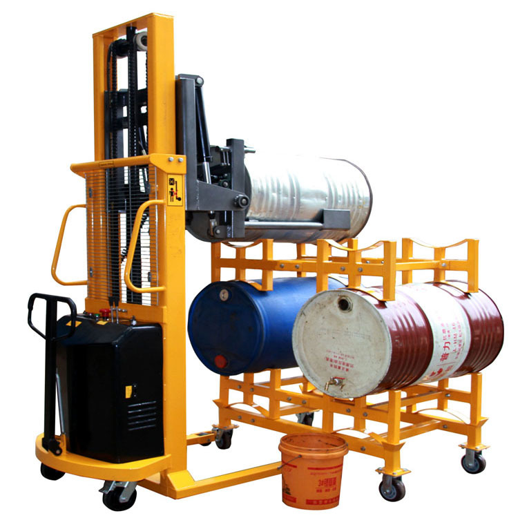 YL350半电动油桶堆放车自动支杆横向升降钢制油桶车