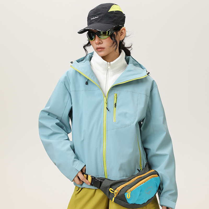 杰克传洋户外3in1冲锋衣徒步登山进藏夹克女式短款小个子防风外套|undefined