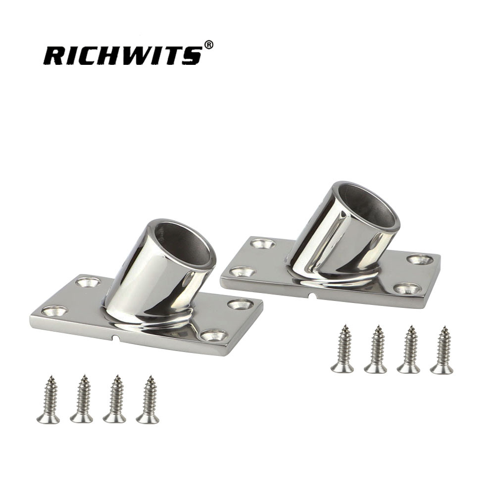 RICHWITS 스테인레스 스틸 60 도 스퀘어 튜브 시트 요트 난간베이스 해양 하드웨어 사각형 바닥 원형 튜브 시트