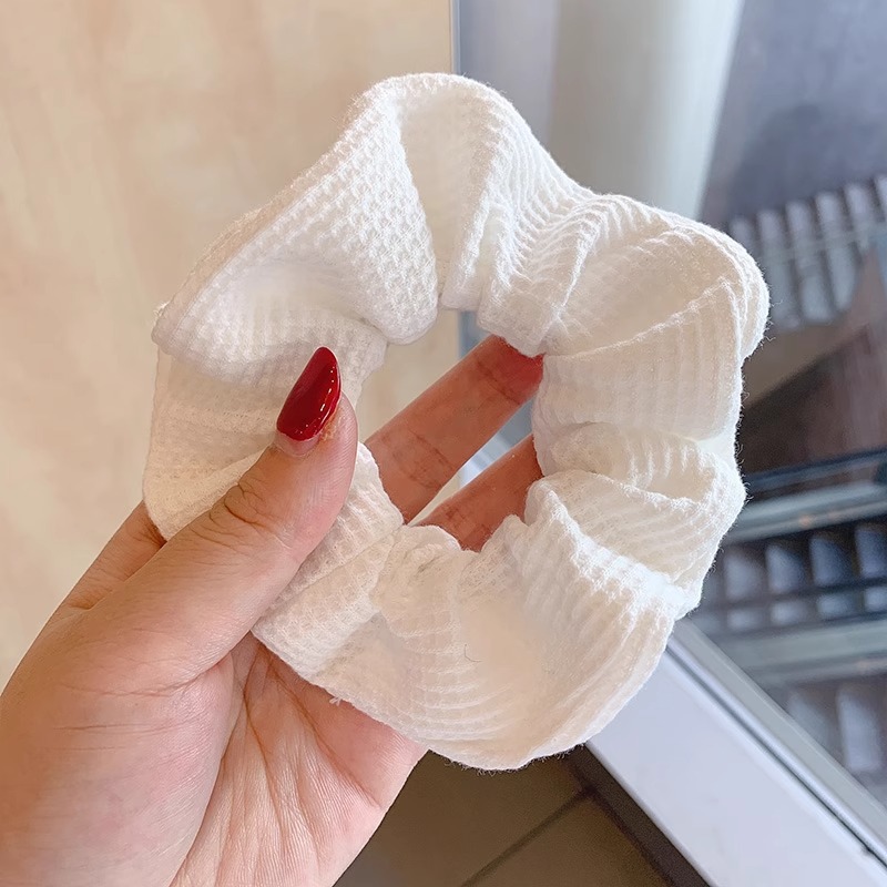 Satín coreano anillo de cabello de intestino grande mujer de moda cuerda de cabeza de alta calidad temperamento flor de cabello bola de cabello toque de cabeza