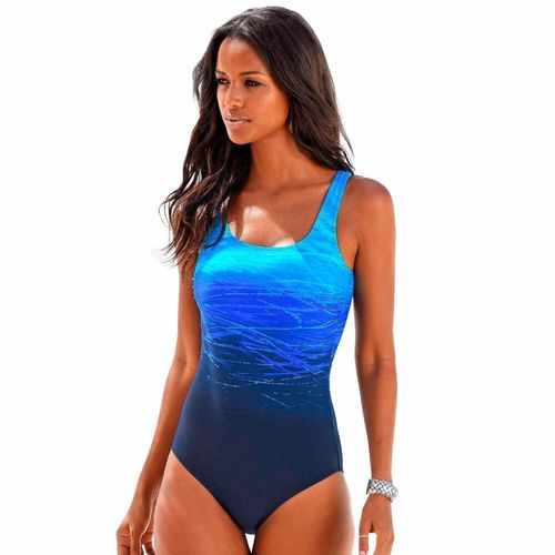 Cross-border 2024 new women's sexy backless one-piece swimsuit European and American fattened and gradient printed swimsuit