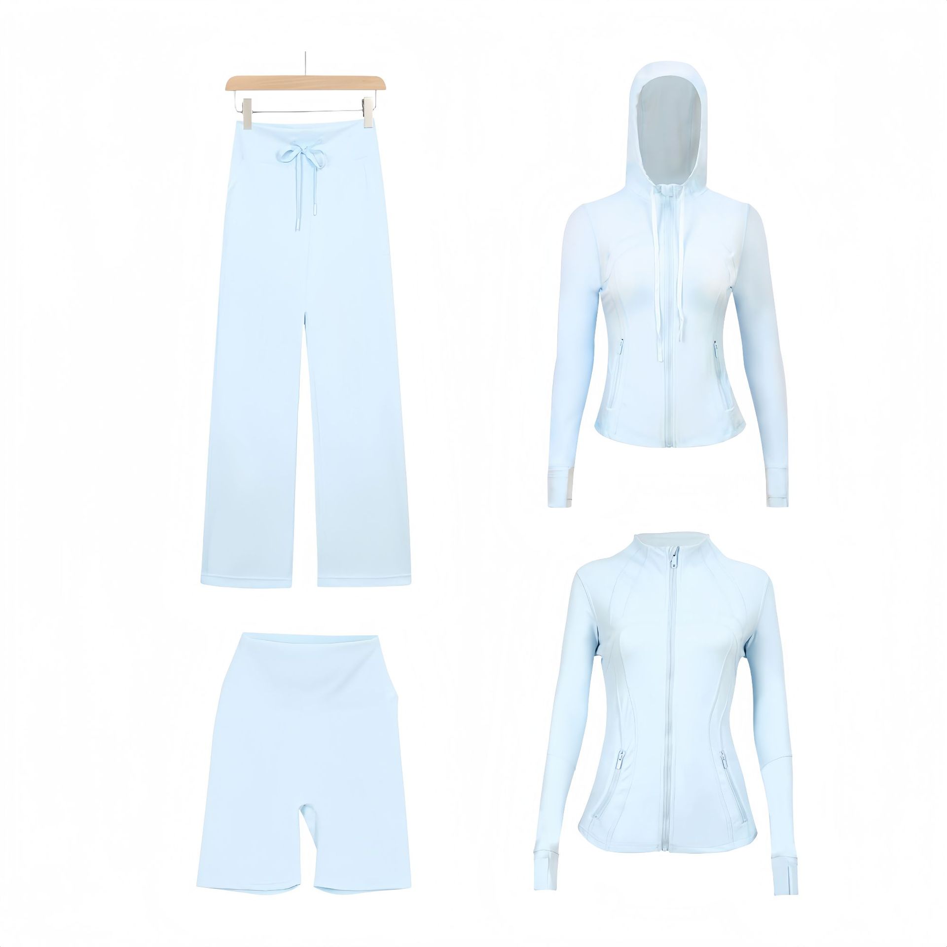 Women's Clothing Women's Slim Fit Sports Jacket Hooded Jacket Straight Leg Pants Five Piece Set Sportswear For Formal & Casual_ecoleips.com