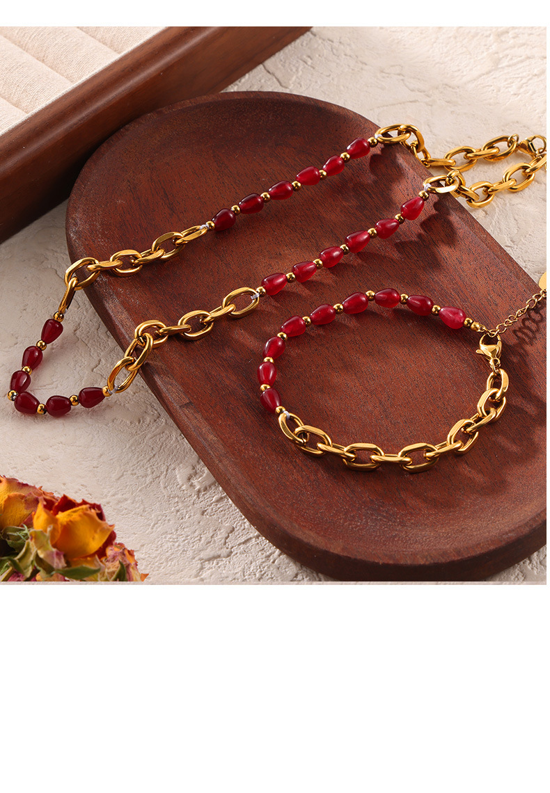 Basic Style Basic Geometric Agate Titanium Steel Gold Plated Jewelry Set In Bulk
