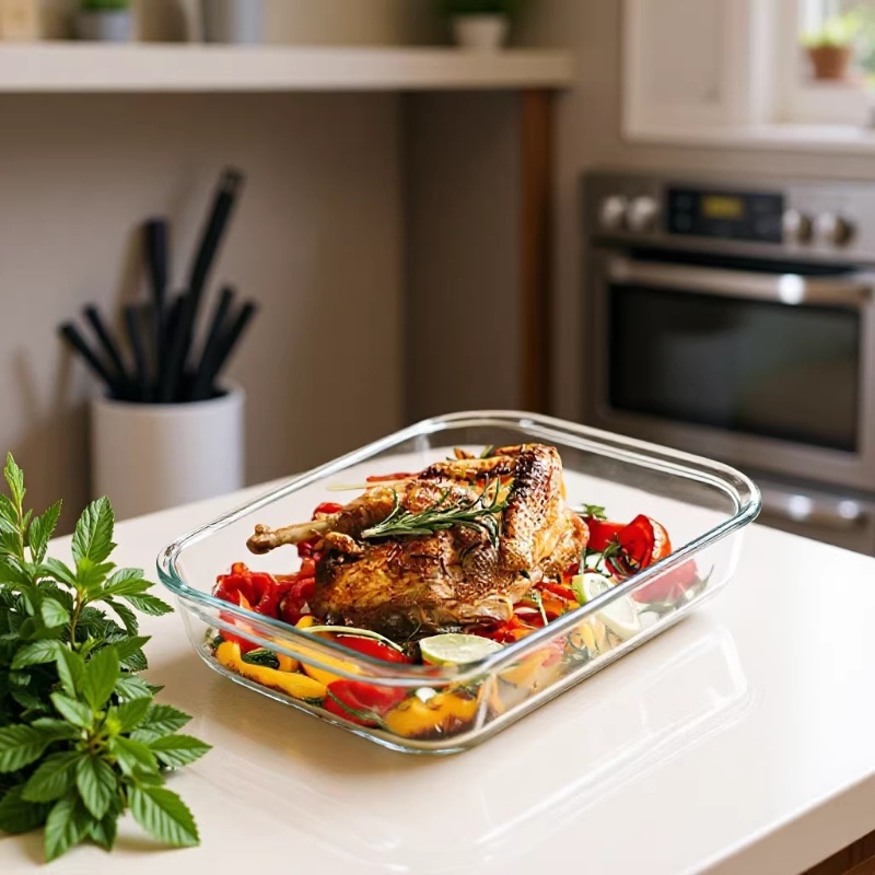 Placa de horneado de vidrio rectangular horno de microondas resistente al calor para hornear placa de pescado doméstica especial placa de arroz de vidrio de alto boro placa de frutas