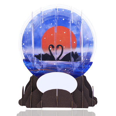 Manufactor supply Printing Valentine's Day crystal ball three-dimensional Decoration three-dimensional transparent Greeting cards Black Swan Leave a message card