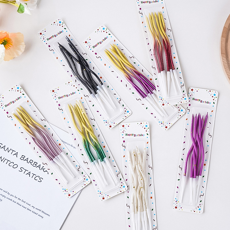 Curva de gradiente vela de decoración de pastel de cumpleaños decoración de fiesta horneado postre rosca creativa en línea plugin