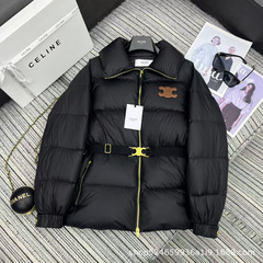 ce25ss秋冬款经典凯旋门装饰立领束腰白鸭羽绒服外套帅气复古风