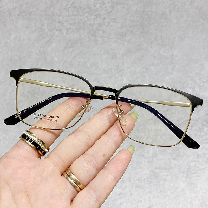 新款现货超轻β钛眼镜框男商务金属眉毛架近视镜可配度数眼睛镜架