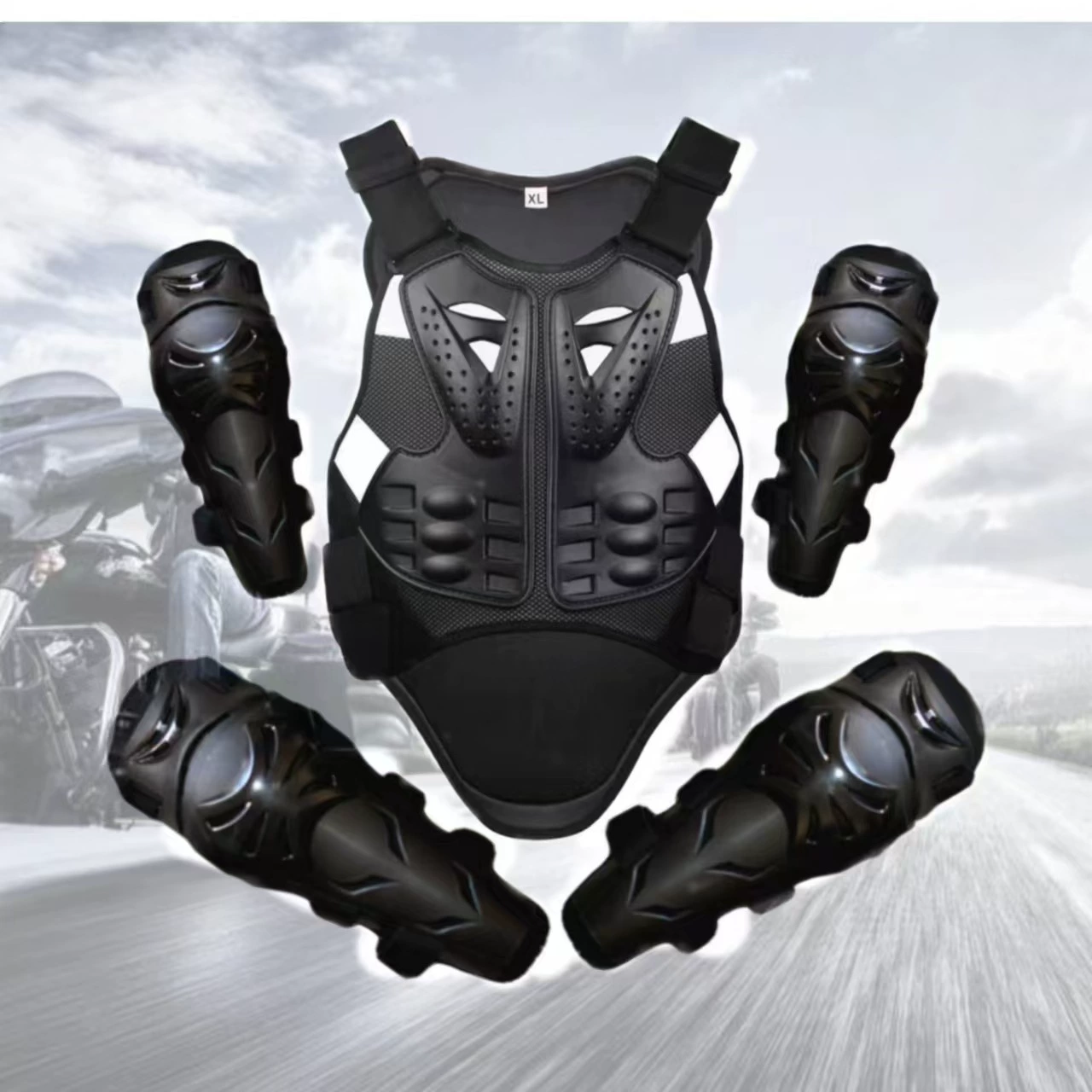 Off-road protective gear for cycling, black vest, set