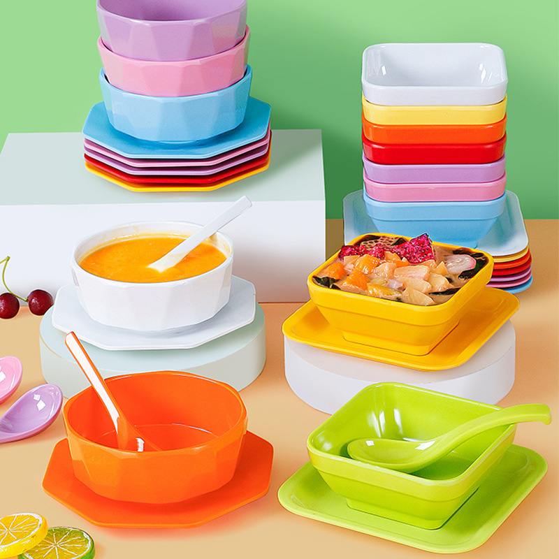 Melamine Dessert Bowl Sugar Water Bowl Three-Piece Set of Poplar Branches and Ganlu Mianmi Ice Shaoxian Grass Fruit Fishing Ice Powder Small Bowl for Commercial Use