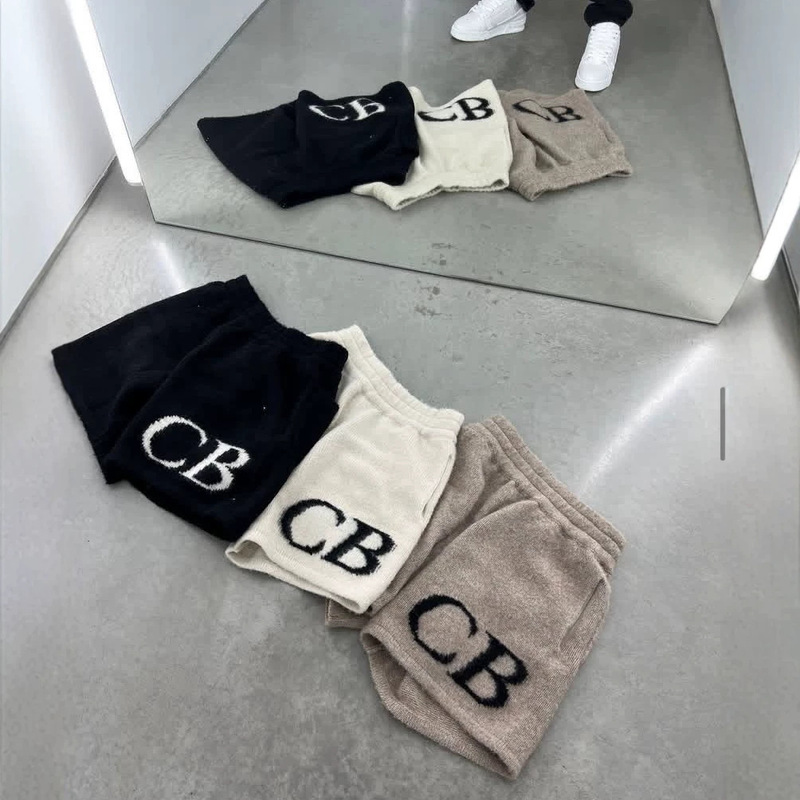 Cole Buxton Letter Logo Jacquard Wool Drawstring Cb Shorts High Street Simple Casual Pants Couple Style Trendy Cole Buxton Letter Logo Jacquard Wool Drawstring Cb Shorts High Street Simple Casual Pants Couple Style Trendy