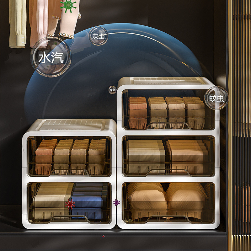 下着収納ボックス 引き出し式 靴下ボックス 下着一体型3分割収納ボックス 衣類整理ボックス インナーウェア収納ボックス クローゼット仕切りデザイン|undefined