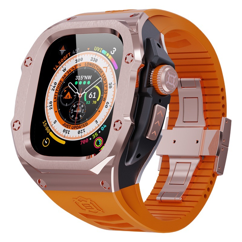 Moda transfronteriza 44/45 Apple Applewatch reloj Ultra49mm personalidad metal modificado caja protectora cinturón