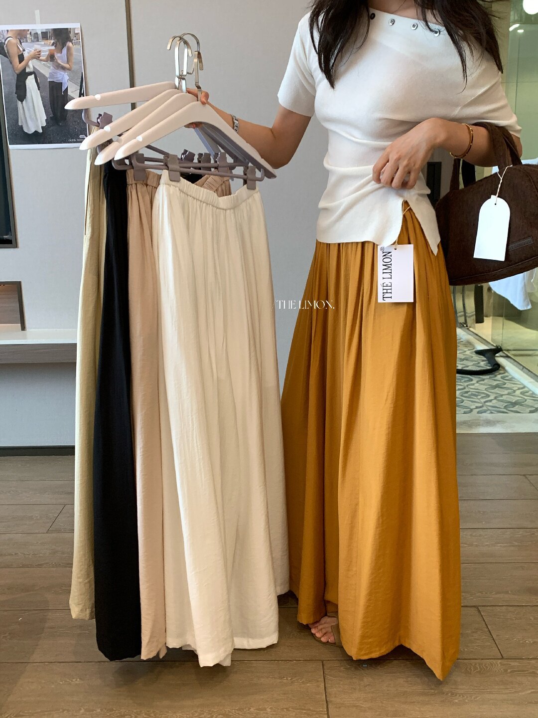 Quần culottes nữ ống rộng cạp cao dáng lười mùa hè 2026 — Thẻ nông, màu đen, màu hồng, màu cam chi tiết 15