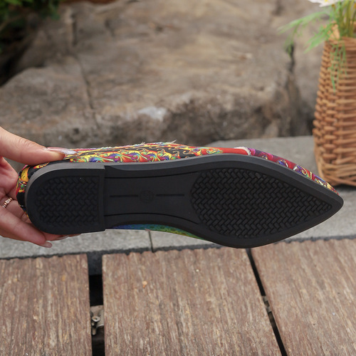 Women's Casual Flat Shoes, Colorful Pointed Toe Slip-On Loafers for Daily Wear and Walking
