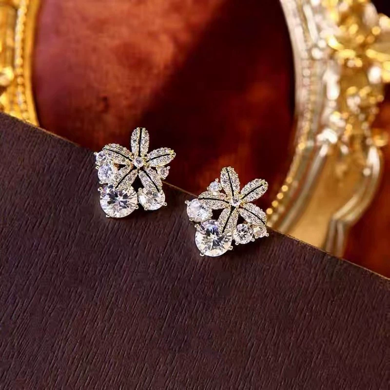 Серьги, серебряная игла бренда, цветочная, образец 925 серебро, интернет-популярна
