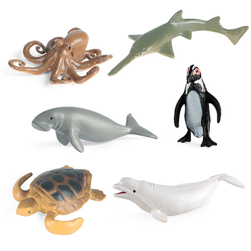 Simulated ocean mini animal model children's toys solid narwhal, beluga, octopus, seal, penguin ornament