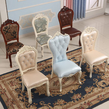 欧式餐椅酒店餐厅象牙白色实木桌椅麻将化妆家庭吃饭单人北欧椅T&