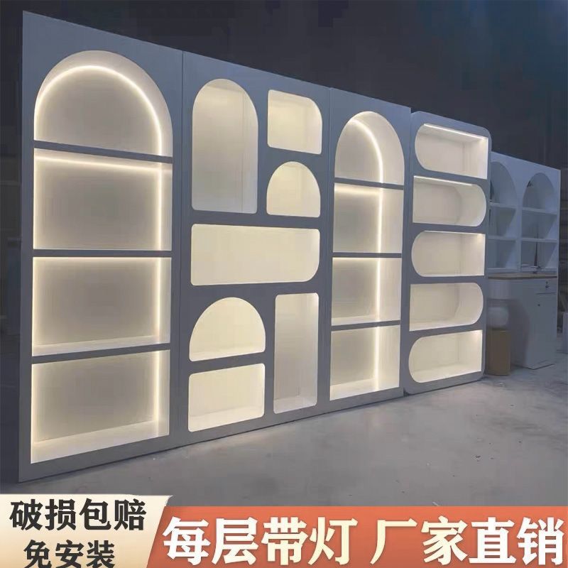 烤漆化妆品产品展示柜护肤品现代简约陈列柜美容院展示柜带灯