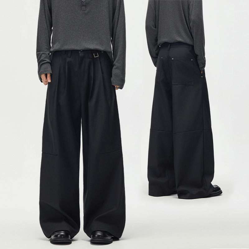 LKTM Men's Clothing American-style cleanfit casual trousers for men and women, loose-fitting, drapey, crinkled, wide-leg, wrinkle-resistant long pants LKTM Men's Clothing American-style cleanfit casual trousers for men and women, loose-fitting, drapey, crinkled, wide-leg, wrinkle-resistant long pants