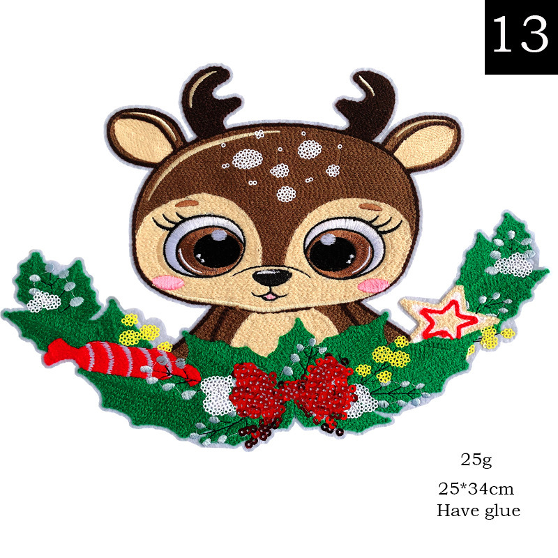 クリスマス刺繍布貼り漫画パッチ服装補助材料パッチビーズバッジパッチパッチパッチ穴パッチ穴パッチ|undefined
