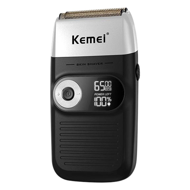 Kemei KM-2026 batería de litio pantalla LCD dos en uno cortador de acero inoxidable cabeza de corte de pelo de afeitar blanqueamiento empujador